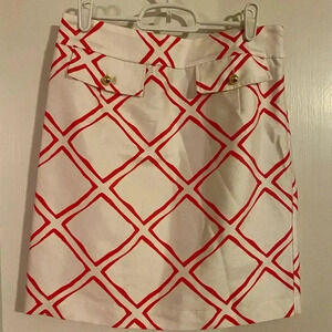 Elizabeth McKay white and color patterned skirt